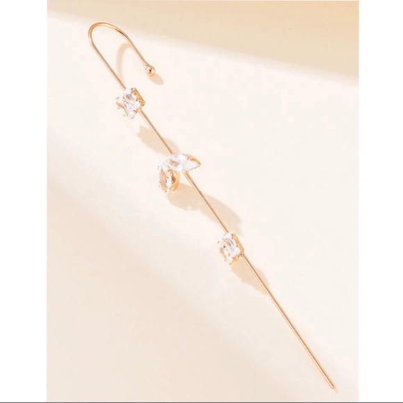 Rhinestone Decor Wrap Crawler Hook Earrings (1pc) - Picture 3 of 4